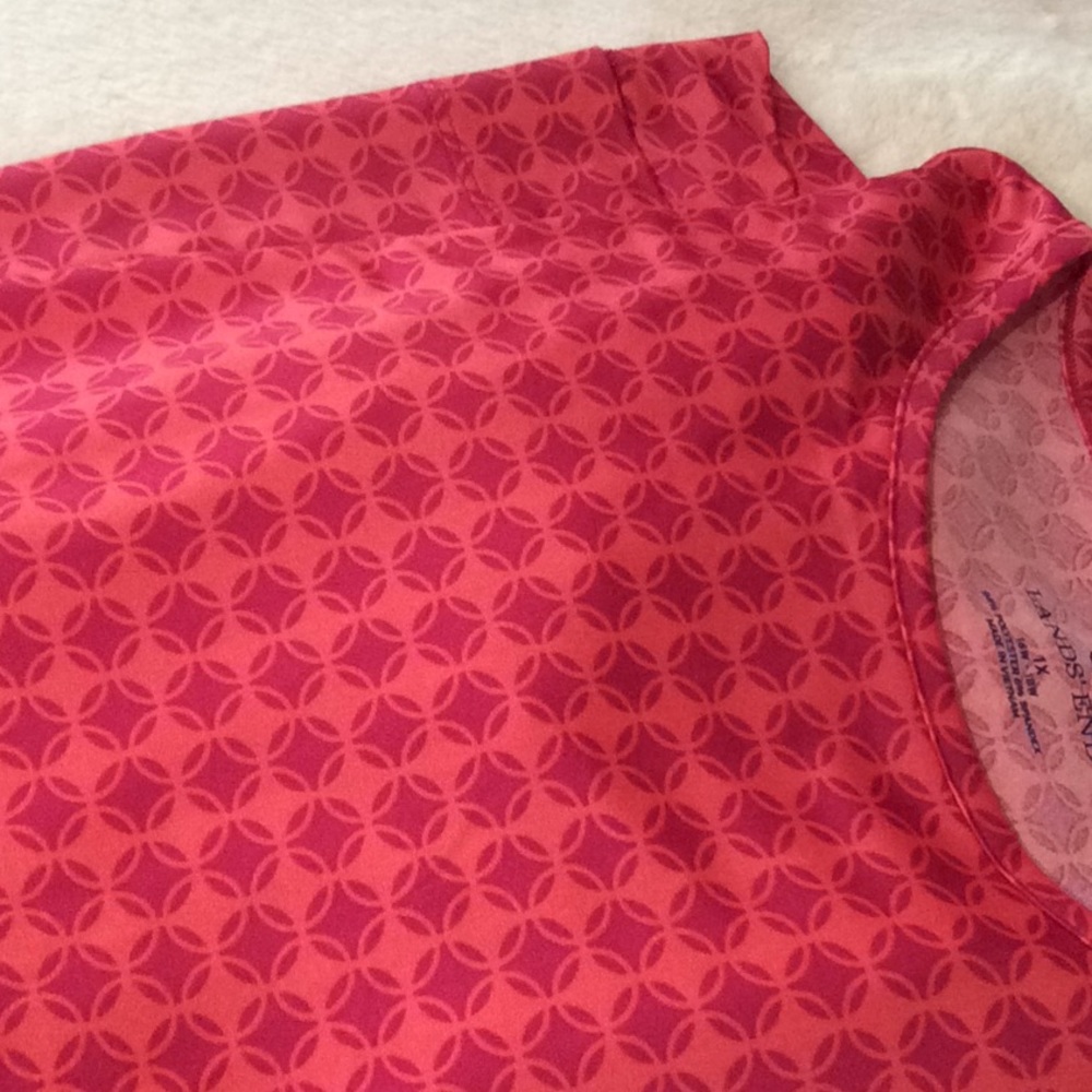 Lands End Long Sleeve Top Fuchsia Print